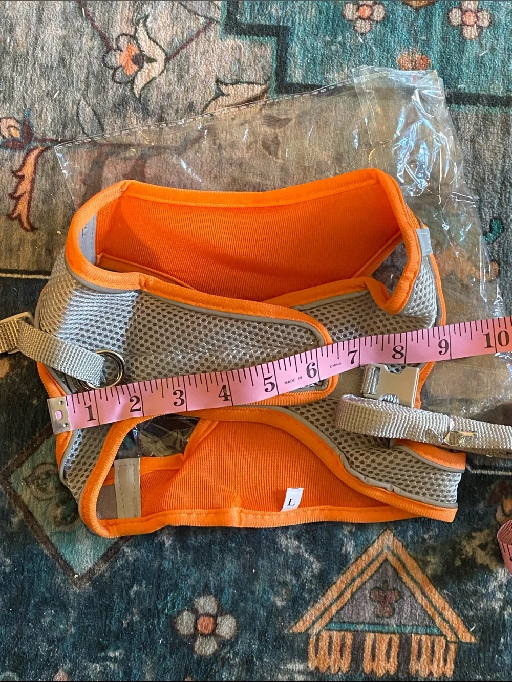 Reflective Orange Dog Harness with Adjustable Straps